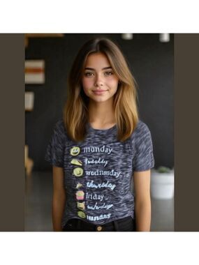 Juniors M Days of the Week Graphic T-Shirt